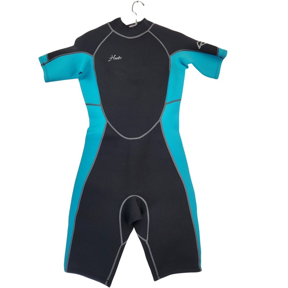 Hevto S Black‎ Teal Shorty Wetsuit Neoprene Surf Swim Snorkel Scuba Water Sports